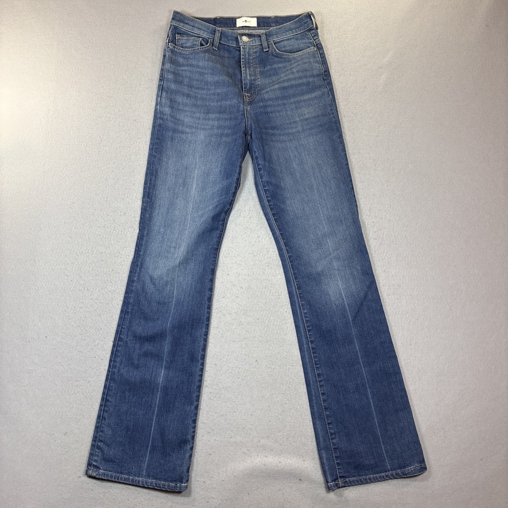 Seven for All Mankind Med Wash Denim Whiskering Jeans Easy Boot  Sz 28